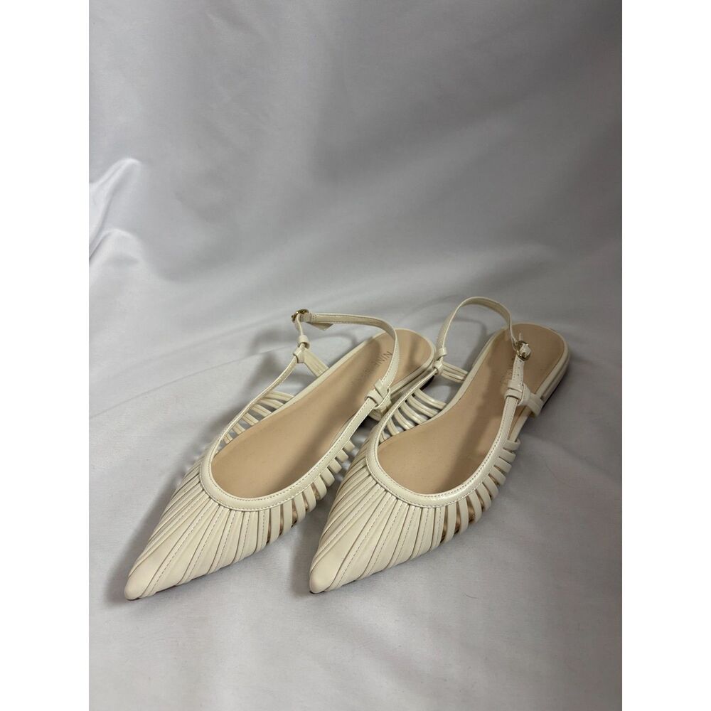 Nine West Duria Pointed Toe Slingback Flats Classy Work Career Cream Size 9